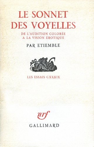 LE SONNET DES VOYELLES, de Étiemble | portada del libro