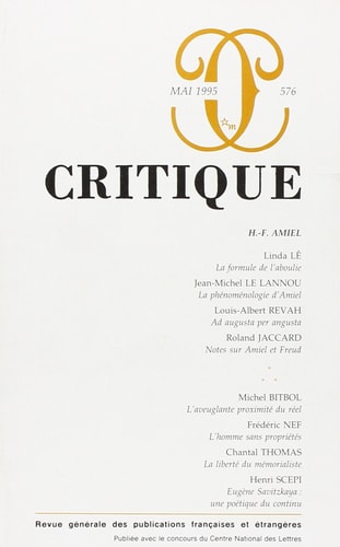 CRITIQUE 577 578 ART ET PAYSAGE, de Jacques Leenhardt | portada del libro