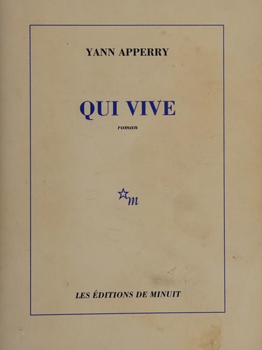 QUI VIVE, de Yann Apperry | portada del libro