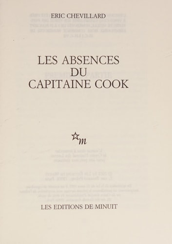 LES ABSENCES DU CAPITAINE COOK, de Éric Chevillard | portada del libro