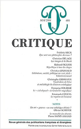 REVUE CRITIQUE 684, de Frédéric Keck | portada del libro