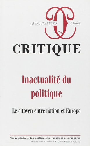 REVUE CRITIQUE 697 698, de Sudhir Hazareesingh | portada del libro