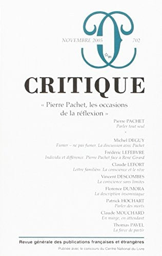REVUE CRITIQUE 702, de Pierre Pachet | portada del libro