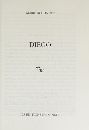 DIEGO, de Marie Redonnet | portada del libro