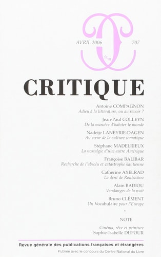 CRITIQUE 707, de COLLECTIF | portada del libro