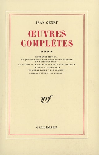 OEUVRES COMPLETES T4, de Jean Genet | portada del libro