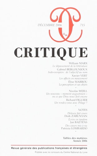 REVUE CRITIQUE 715, de COLLECTIF | portada del libro
