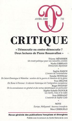 REVUE CRITIQUE 731, de Thierry Ménissier | portada del libro