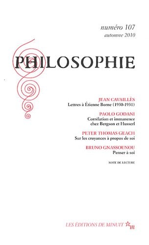 PHILOSOPHIE 107, de Jean Cavaillès | portada del libro