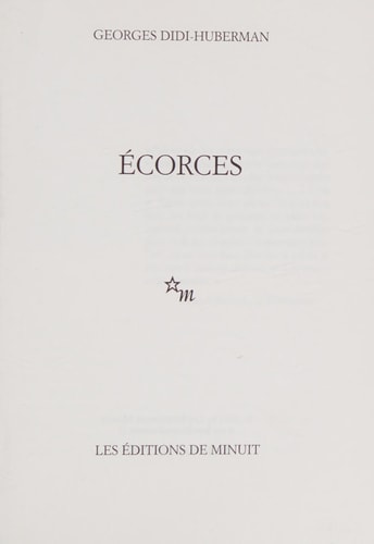 ECORCES, de Georges Didi-Huberman | portada del libro