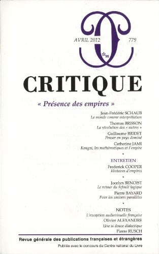 REVUE CRITIQUE 779, de Jean-Frédéric Schaub | portada del libro