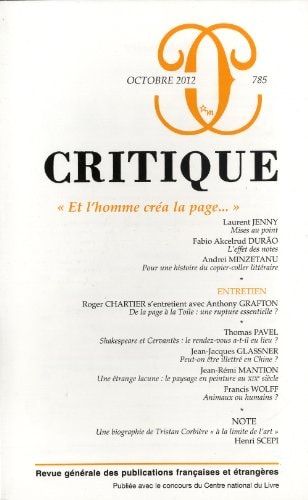 REVUE CRITIQUE 785, de Philippe Roger | portada del libro