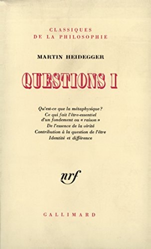 QUESTIONS T1, de Martin Heidegger | portada del libro
