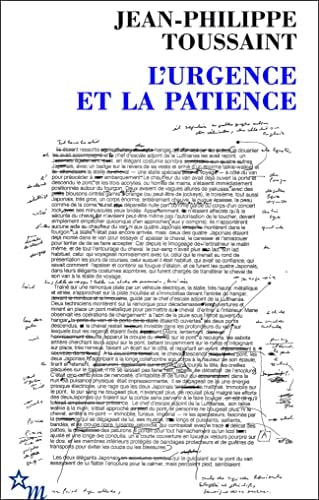 L URGENCE ET LA PATIENCE, de Jean-Philippe Toussaint | portada del libro