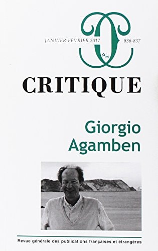 CRITIQUE 836-837 GIORGIO AGAMBEN, de COLLECTIF | portada del libro