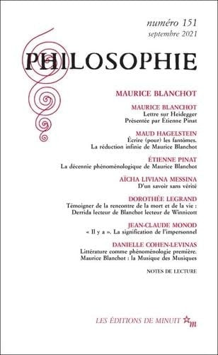 PHILOSOPHIE 151 MAURICE BLANCHOT, de Collectif | portada del libro