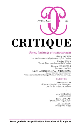 CRITIQUE 911, de Thierry Hoquet | portada del libro