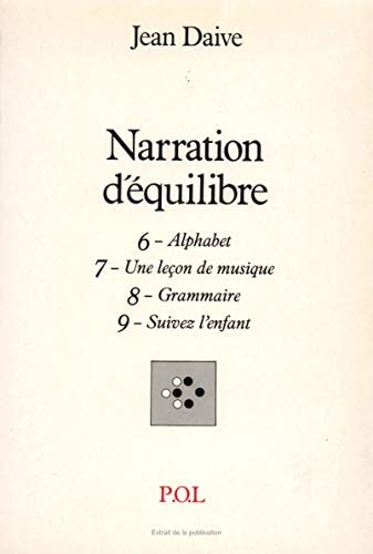 NARRATION D'EQUILIBRE 6-7-8-9, de Jean Daive | portada del libro