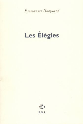 ELEGIES, de Hocquard | portada del libro