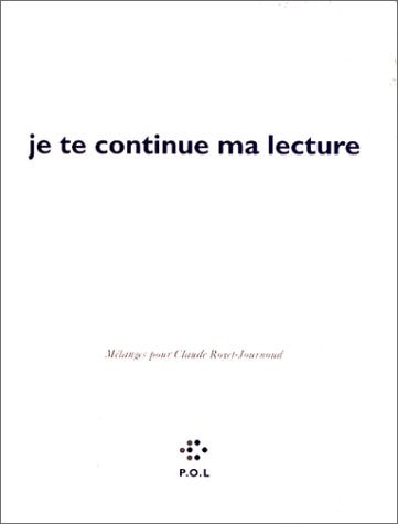 JE TE CONTINUE MA LECTURE, de Collectifs | portada del libro