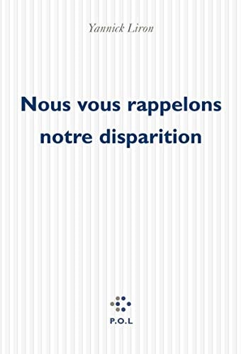 NOUS VOUS RAPPELONS NOTRE DISPARITION, de Liron | portada del libro