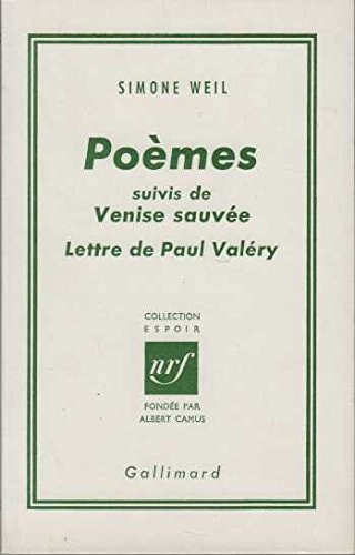 POEMES / VENISE SAUVEE, de Weil | portada del libro