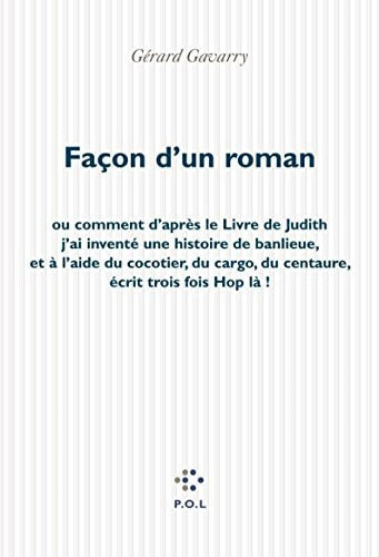 FACON D'UN ROMAN, de Gérard Gavarry | portada del libro
