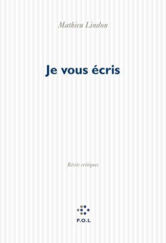 JE VOUS ECRIS, de Lindon | portada del libro