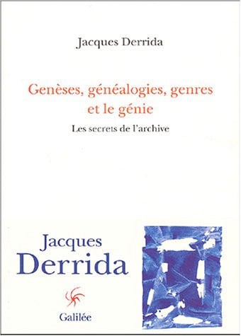 GENESES GENEALOGIES GENRES ET LE GENIE, de DERRIDA J | portada del libro
