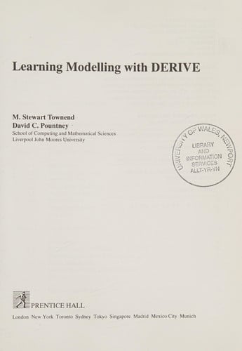 LEARNING MODELLING WITH DERIVE, de STEWART TOWNE | portada del libro