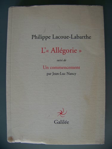 L ALLEGORIE, de LACOUE LABARTHE | portada del libro