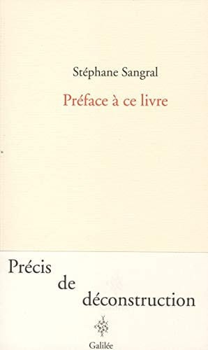 PREFACE A CE LIVRE, de SANGRAL STEPHAN | portada del libro