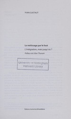 LE METISSAGE PAR LE FOOT, de Gastaut | portada del libro