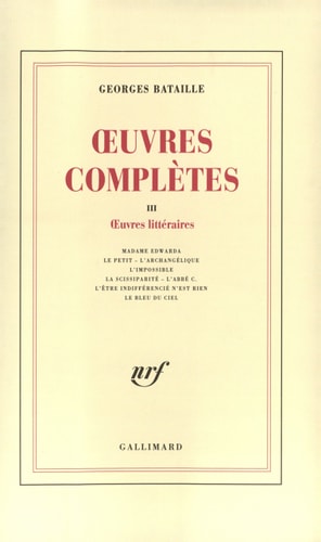 OEUVRES COMPLETES T3, de Georges Bataille | portada del libro