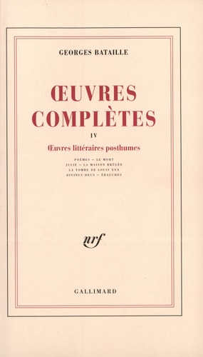 OEUVRES COMPLETES T4, de Georges Bataille | portada del libro