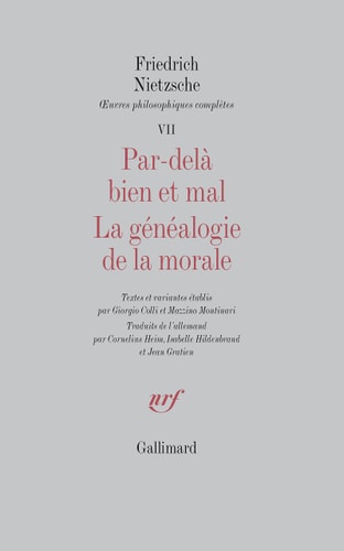 PAR-DELA BIEN ET MAL / LA GENEALOGIE DE LA MORALE, de Friedrich Nietzsche | portada del libro