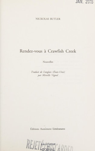 RENDEZ-VOUS A CRAWFISH CREEK, de Nickolas Butler | portada del libro