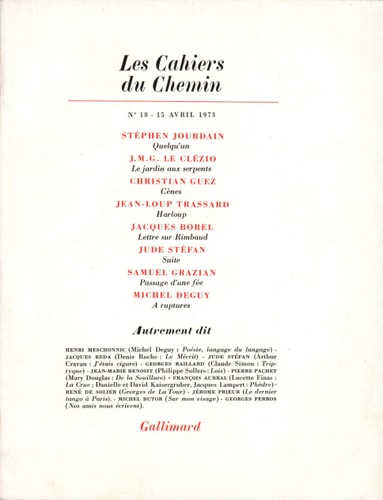 LES CAHIERS DU CHEMIN 18 15 AVRIL 1973, de Collectifs | portada del libro