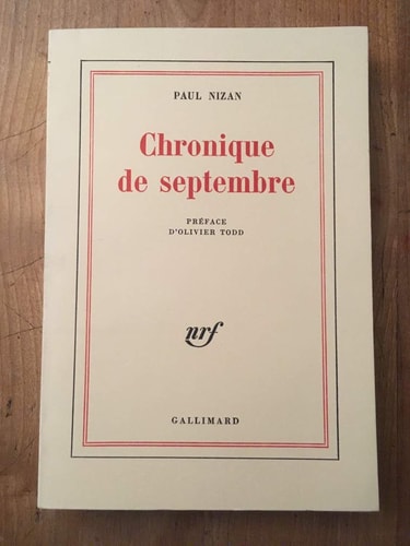 CHRONIQUE DE SEPTEMBRE, de Nizan | portada del libro