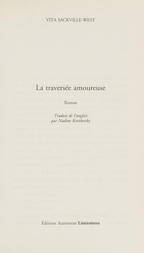 LA TRAVERSEE AMOUREUSE, de Vita Sackville-West | portada del libro