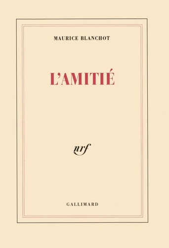 L'AMITIE, de Blanchot | portada del libro