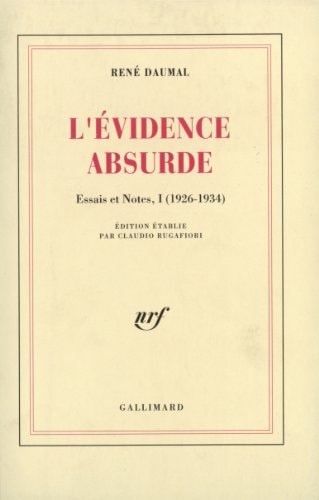 L'EVIDENCE ABSURDE, de René Daumal | portada del libro