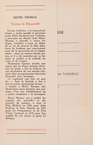 TRISTAN LE DEPOSSEDE, de Thomas | portada del libro