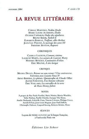 A REVUE LITTERAIRE N°8, de Cyrille Martinez | portada del libro