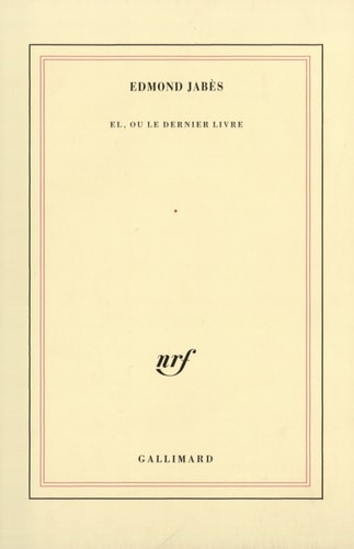 EL OU LE DERNIER LIVRE, de Jabès | portada del libro