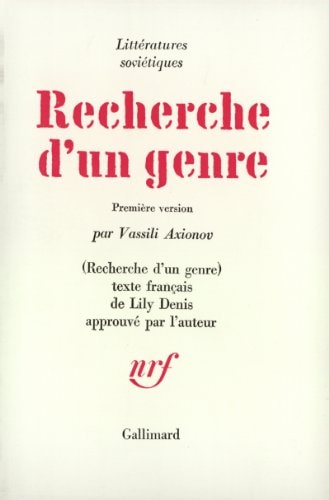 RECHERCHE D'UN GENRE, de Axionov | portada del libro