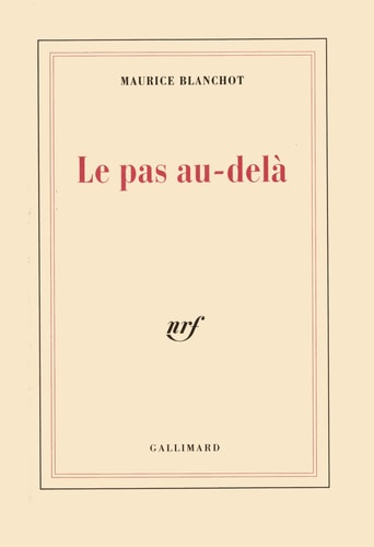 LE PAS AU-DELA, de Blanchot | portada del libro