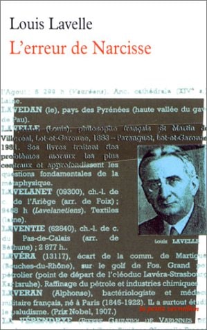 L'ERREUR DE NARCISSE, de Louis Lavelle | portada del libro