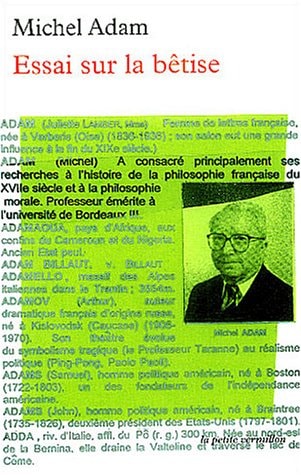 ESSAI SUR LA BETISE, de Michel Adam | portada del libro