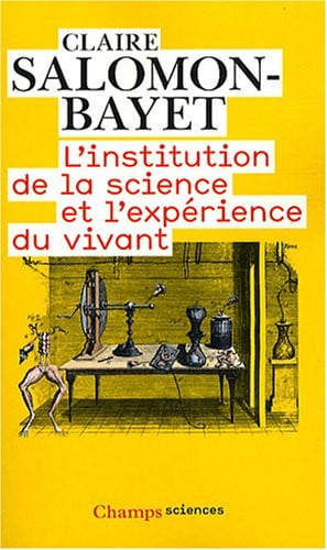 'INSTITUTION DE LA SCIENCE ET L'EXPERIE, de SALOMON-BAYET CLAIRE | portada del libro